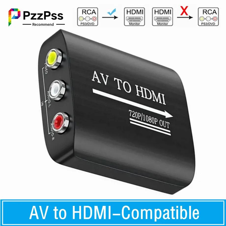 PzzPss AV to HDMI ȣȯ , HD 720P, 1080P RCA to HDMI ȣȯ  ڽ,   ڽ, DVD to HDTV